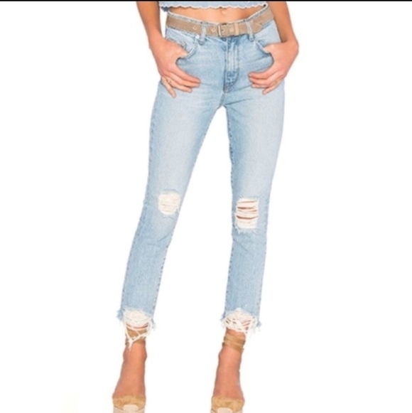 LOVERS + FRIENDS High-Rise Tapered Distressed Jeans in Siena Size 26 - Picture 2 of 16